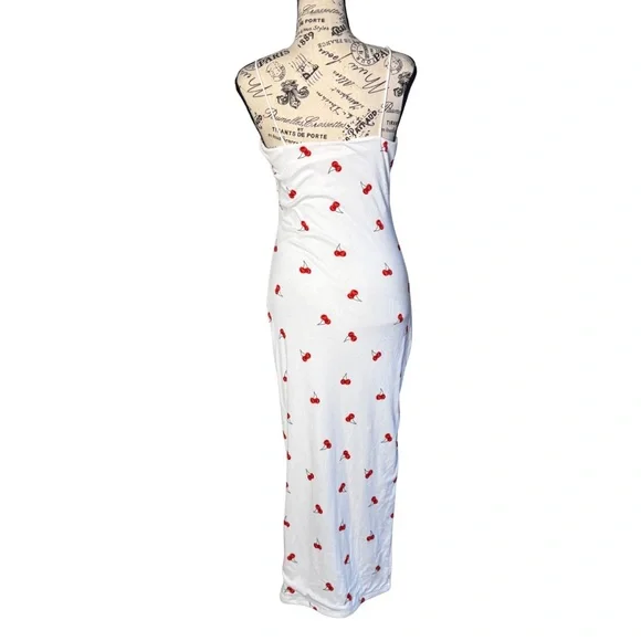 J‎ For Justify White Cherry Sleeveless Maxi Dress Size Large Novelty Coquette - Picture 2 of 10